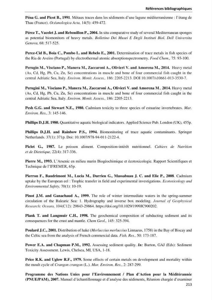 les métaux traces dans les sédiment marins et les espèces démersales de la côte algérienne contribution à l\'évaluation du risque écologique