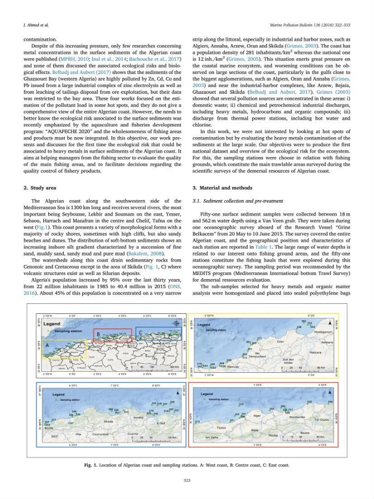 les métaux traces dans les sédiment marins et les espèces démersales de la côte algérienne contribution à l\'évaluation du risque écologique