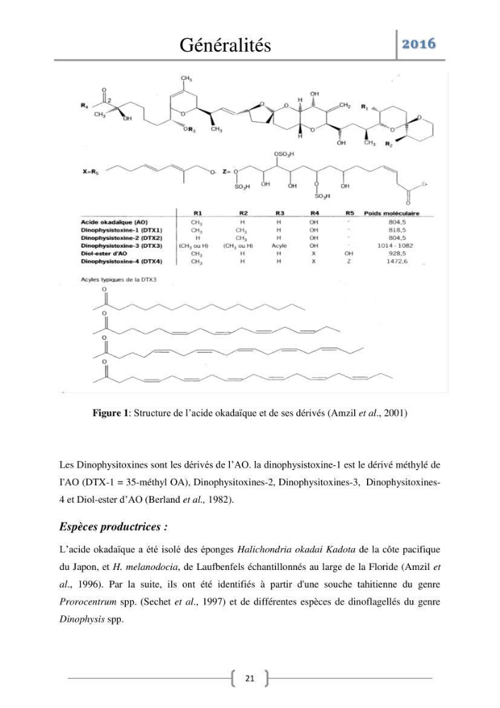 Recherche des toxines diarrhéiques et paralysantes dans la mule Myytilus galloprovincialis du marché: