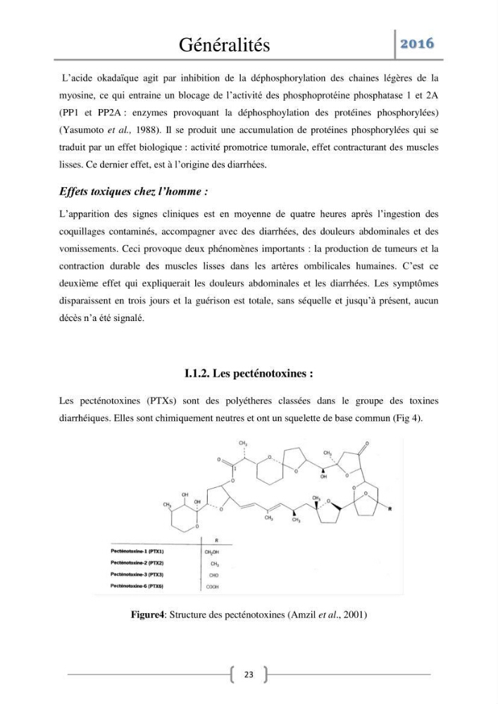 Recherche des toxines diarrhéiques et paralysantes dans la mule Myytilus galloprovincialis du marché: