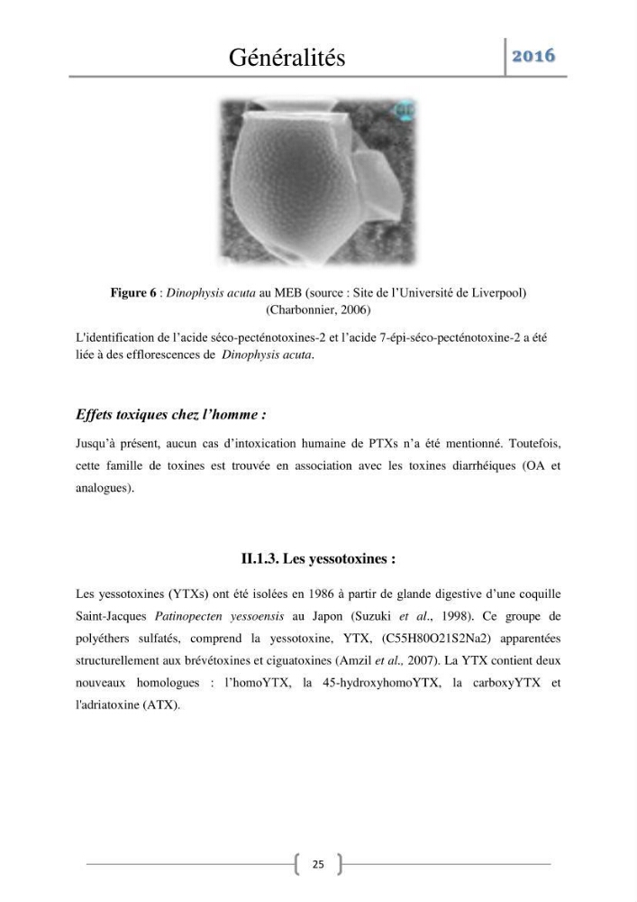 Recherche des toxines diarrhéiques et paralysantes dans la mule Myytilus galloprovincialis du marché: