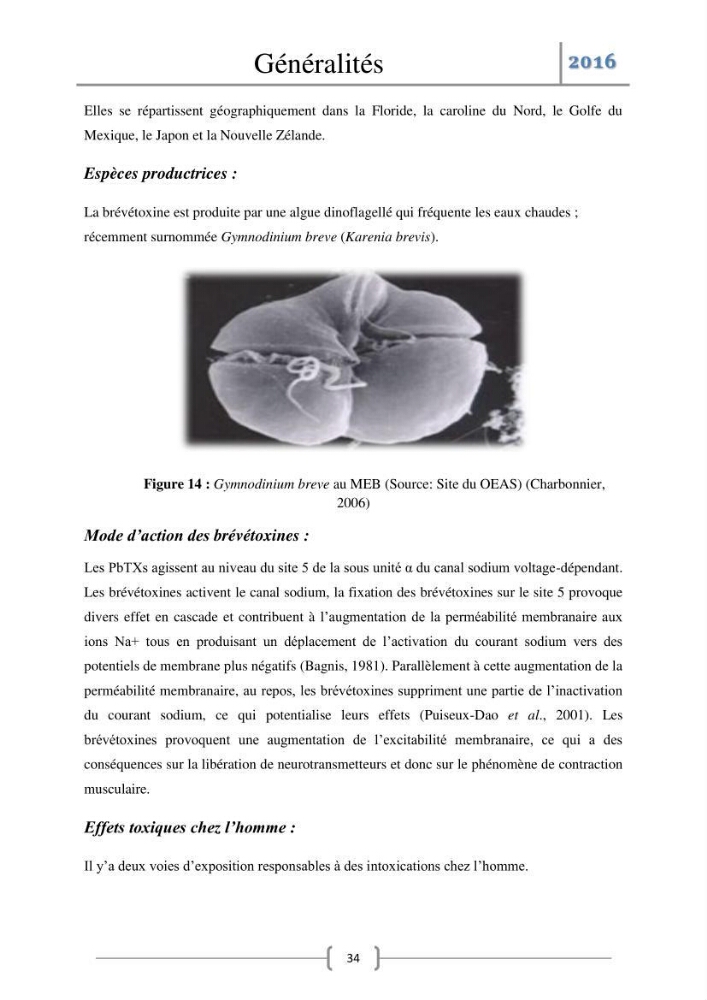 Recherche des toxines diarrhéiques et paralysantes dans la mule Myytilus galloprovincialis du marché: