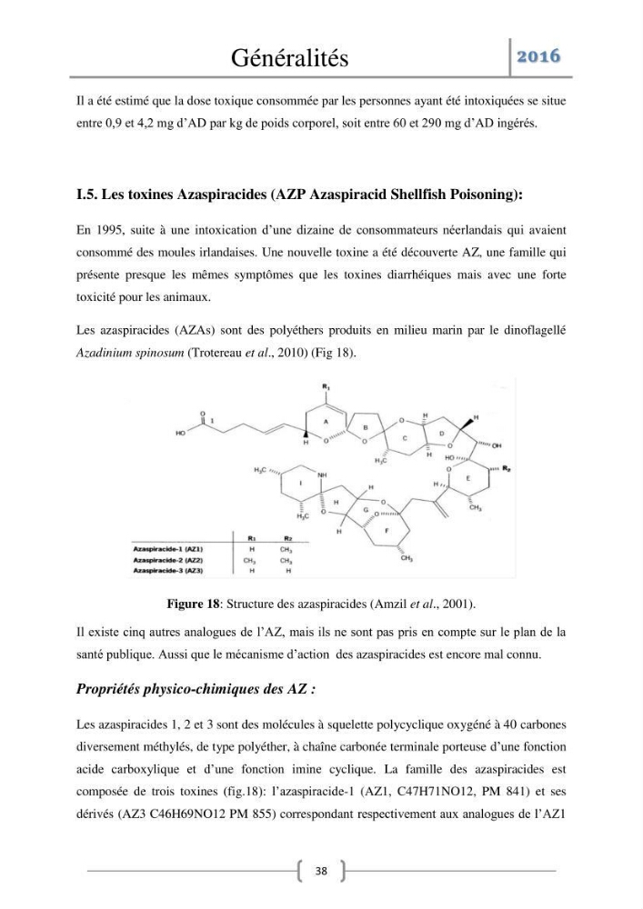 Recherche des toxines diarrhéiques et paralysantes dans la mule Myytilus galloprovincialis du marché: