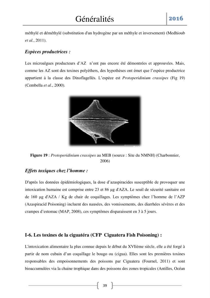 Recherche des toxines diarrhéiques et paralysantes dans la mule Myytilus galloprovincialis du marché:
