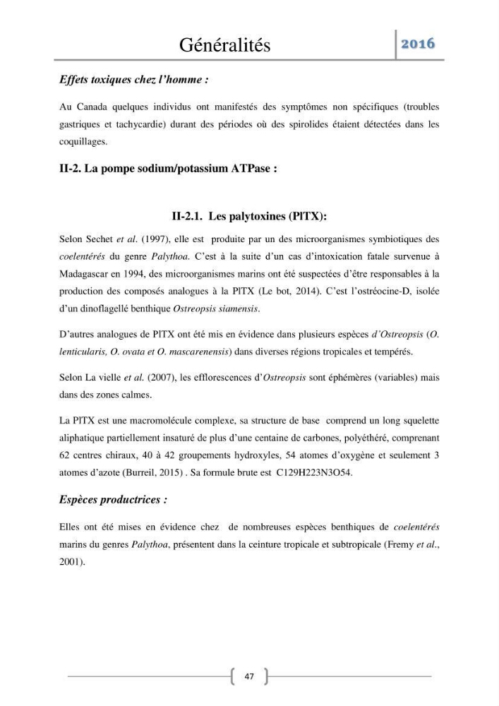 Recherche des toxines diarrhéiques et paralysantes dans la mule Myytilus galloprovincialis du marché:
