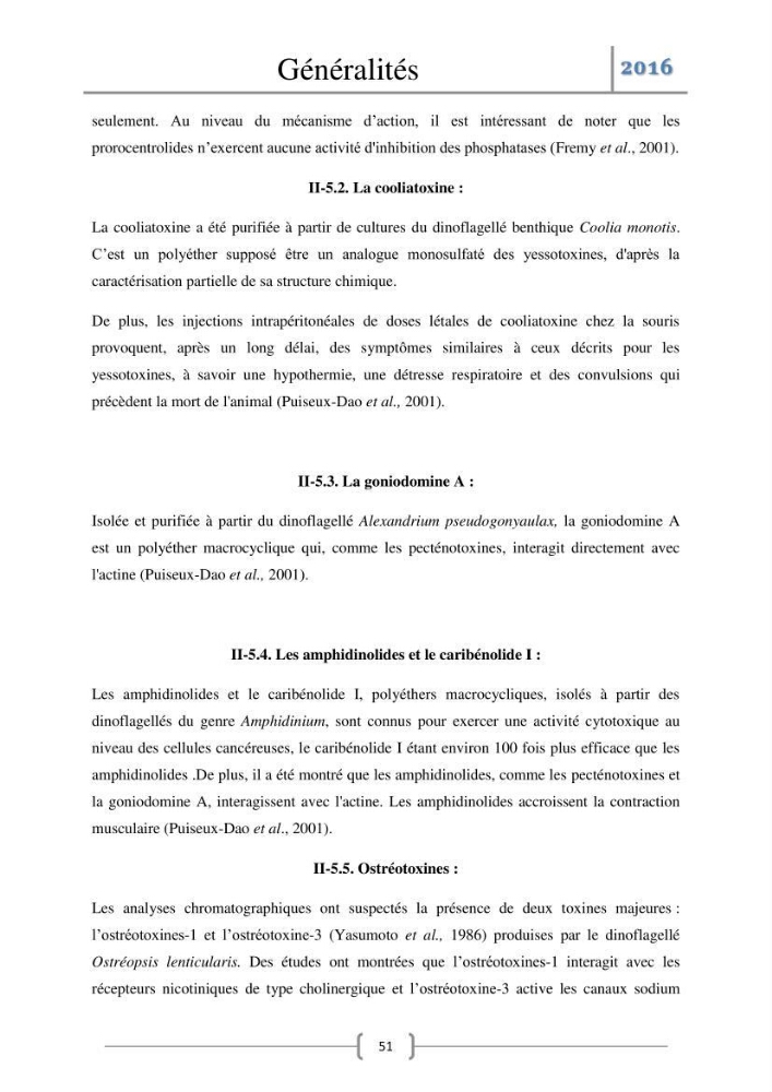 Recherche des toxines diarrhéiques et paralysantes dans la mule Myytilus galloprovincialis du marché: