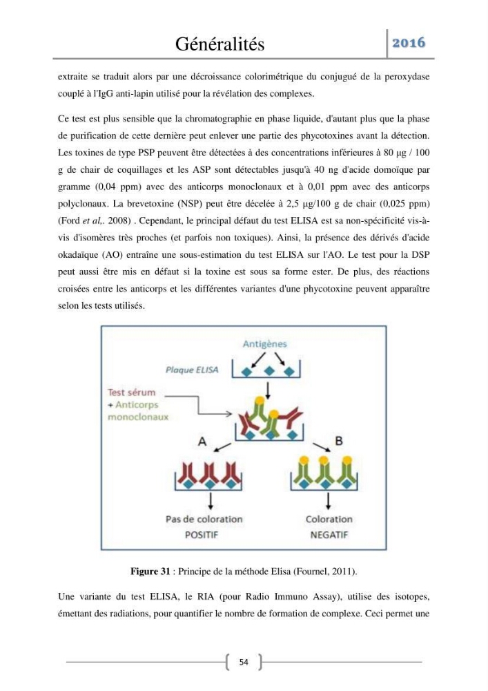 Recherche des toxines diarrhéiques et paralysantes dans la mule Myytilus galloprovincialis du marché: