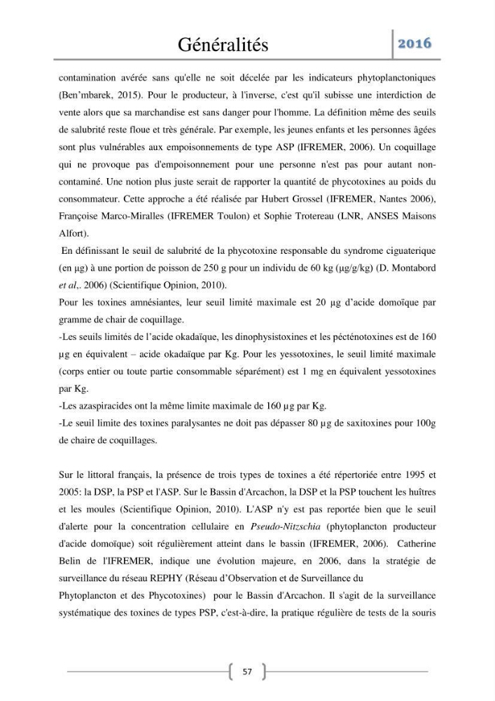 Recherche des toxines diarrhéiques et paralysantes dans la mule Myytilus galloprovincialis du marché: