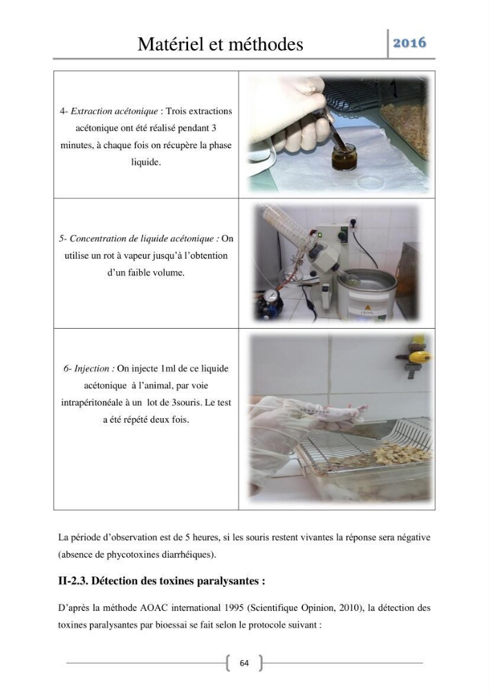 Recherche des toxines diarrhéiques et paralysantes dans la mule Myytilus galloprovincialis du marché: