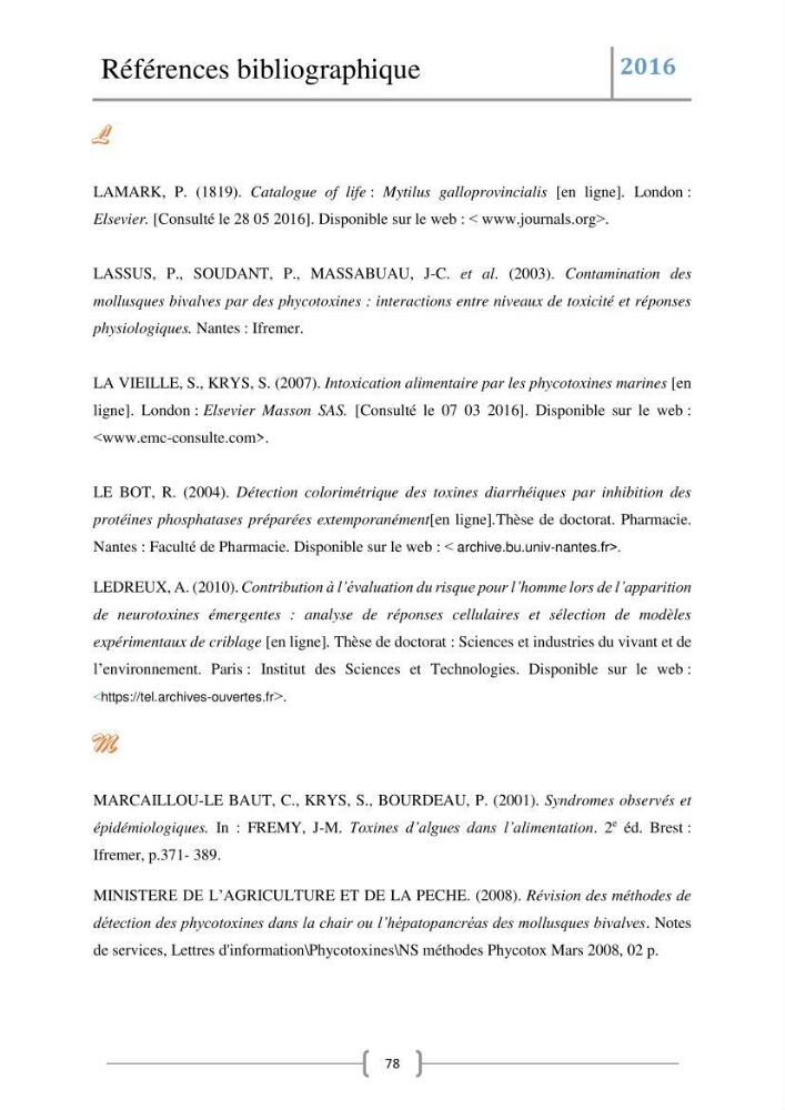 Recherche des toxines diarrhéiques et paralysantes dans la mule Myytilus galloprovincialis du marché: