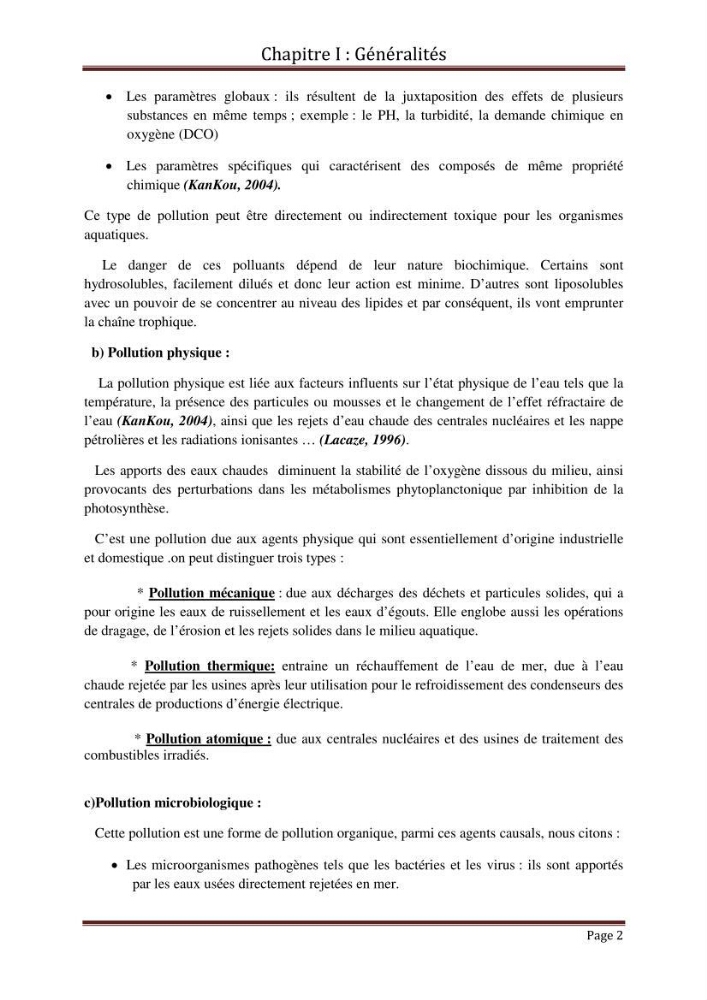 Impact de la pollution marine par les hydrocarbures sur la qualité de l\'eau et des sédiments de la baie d\'Alger