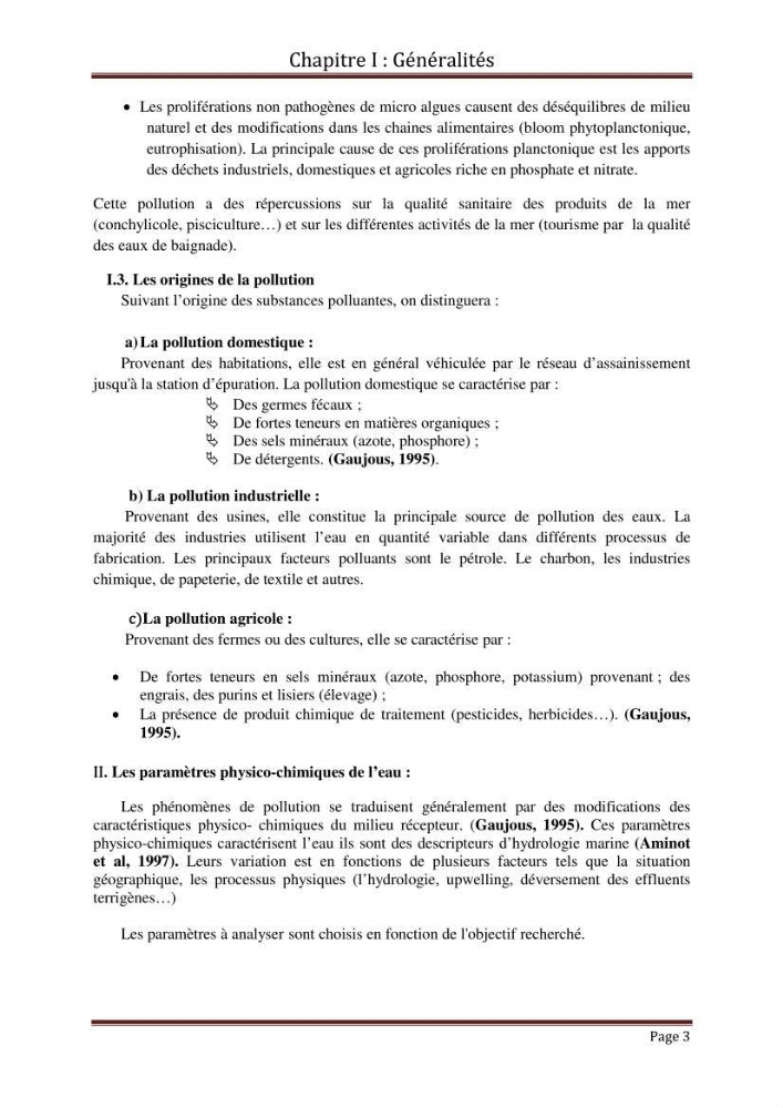 Impact de la pollution marine par les hydrocarbures sur la qualité de l\'eau et des sédiments de la baie d\'Alger