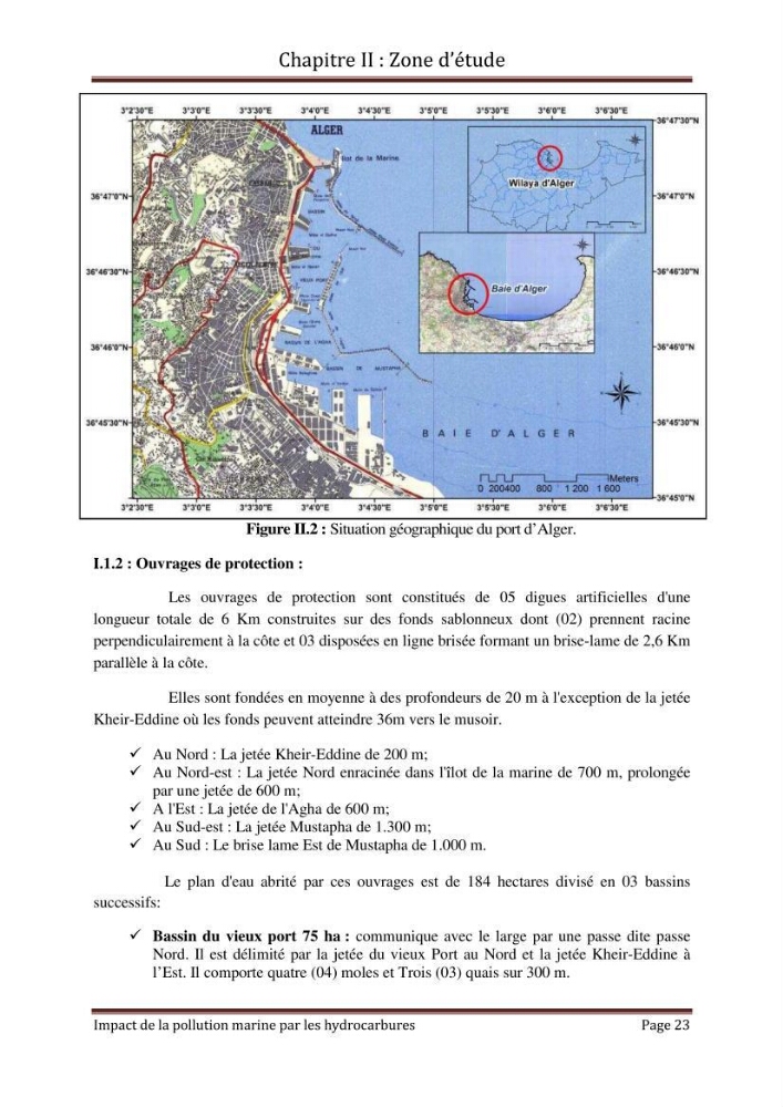 Impact de la pollution marine par les hydrocarbures sur la qualité de l\'eau et des sédiments de la baie d\'Alger