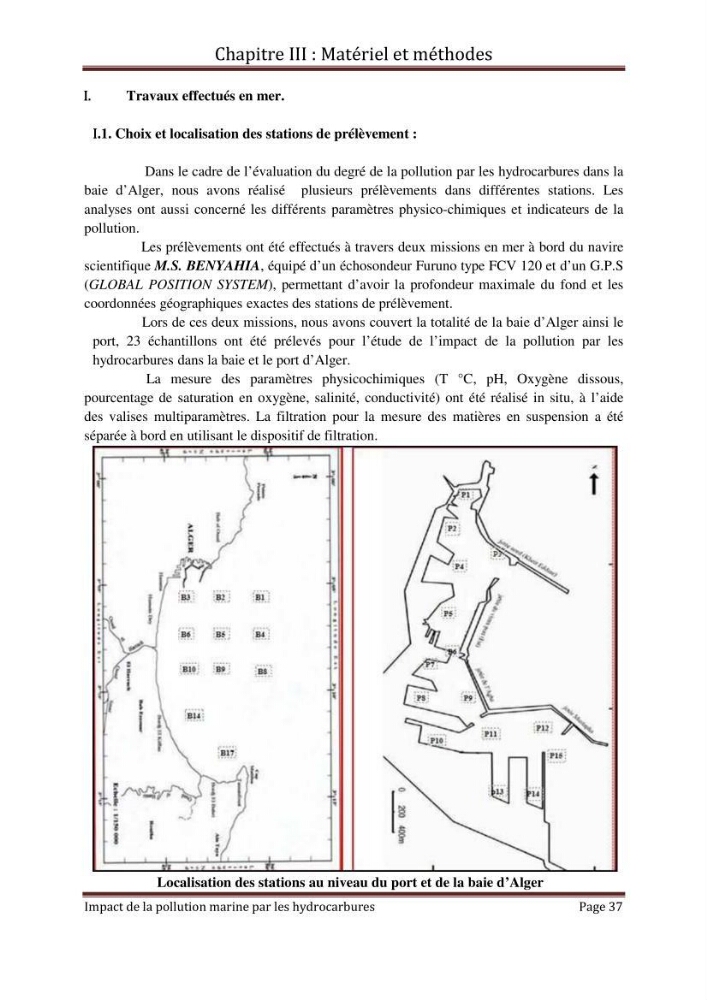 Impact de la pollution marine par les hydrocarbures sur la qualité de l\'eau et des sédiments de la baie d\'Alger