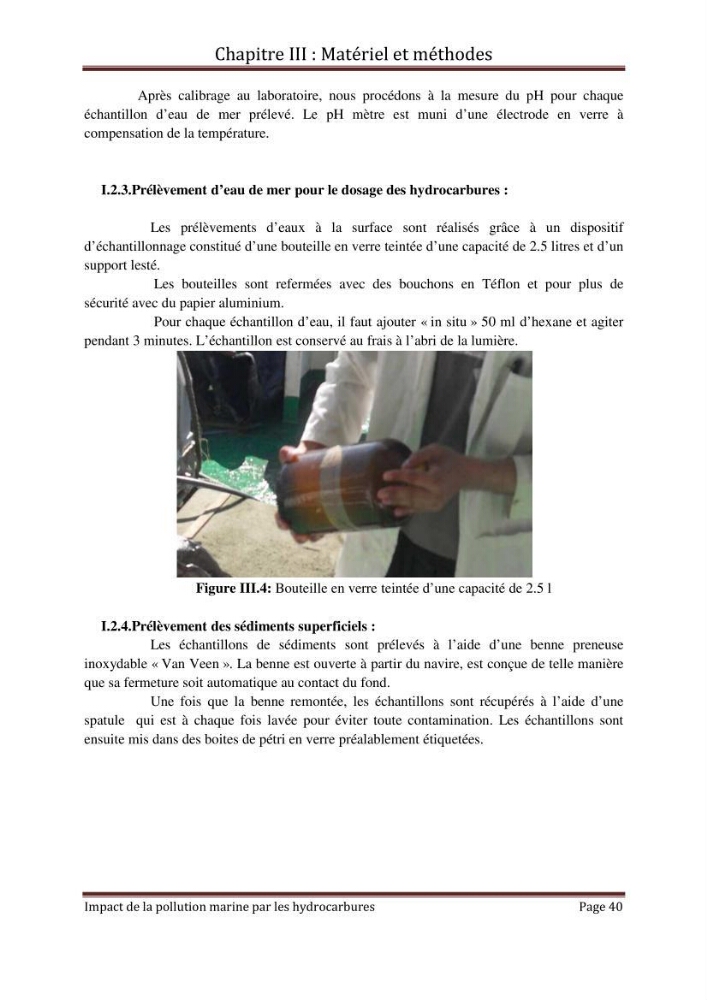 Impact de la pollution marine par les hydrocarbures sur la qualité de l\'eau et des sédiments de la baie d\'Alger