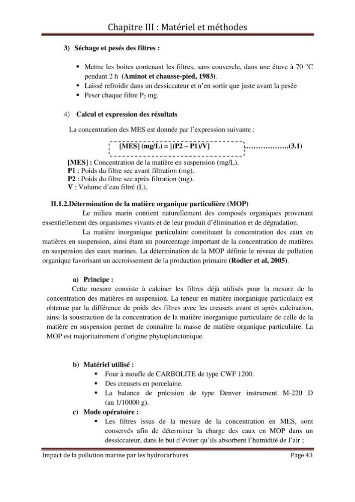 Impact de la pollution marine par les hydrocarbures sur la qualité de l\'eau et des sédiments de la baie d\'Alger