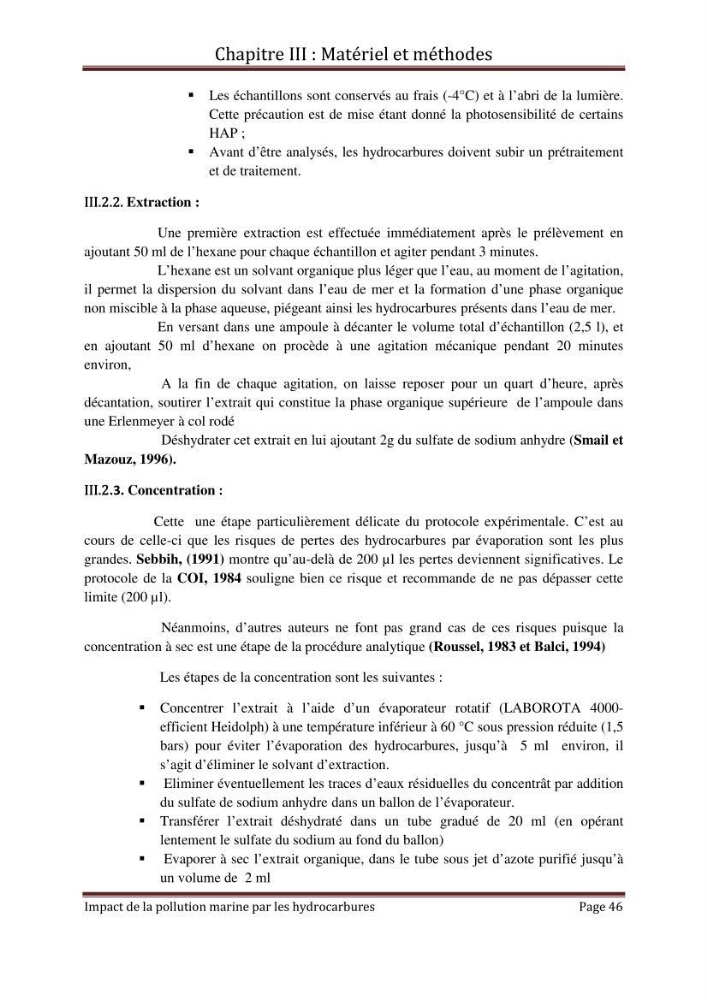 Impact de la pollution marine par les hydrocarbures sur la qualité de l\'eau et des sédiments de la baie d\'Alger