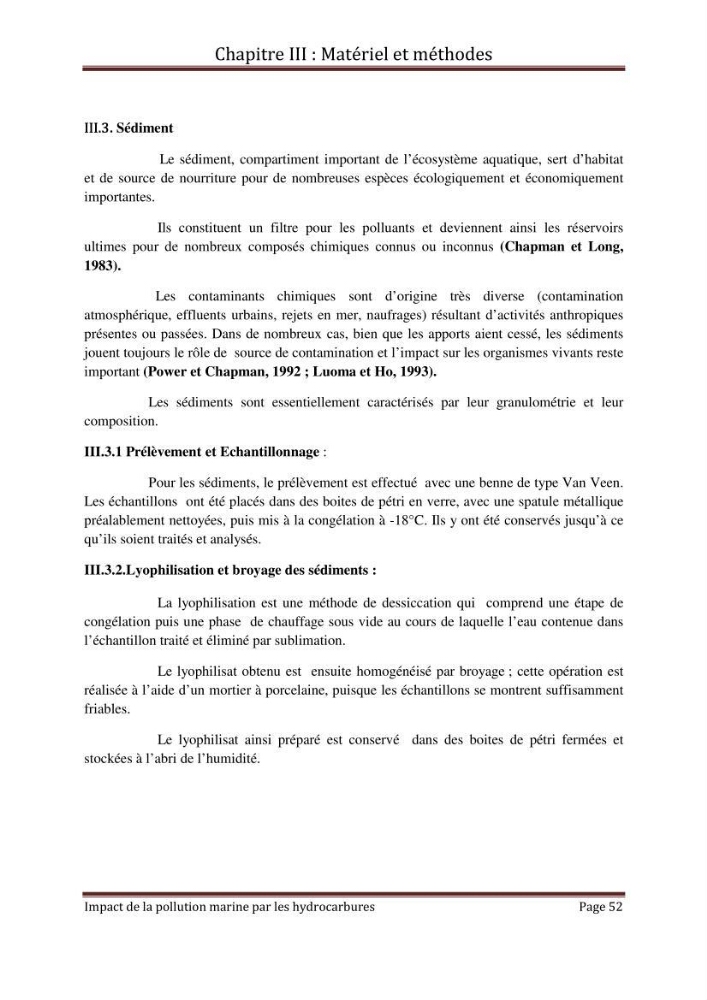 Impact de la pollution marine par les hydrocarbures sur la qualité de l\'eau et des sédiments de la baie d\'Alger
