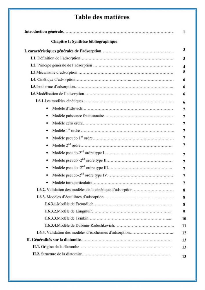 Modélisation des cinétique et des isothermes d\'adsorption de l\'orange II sur des composites à base de diatomite