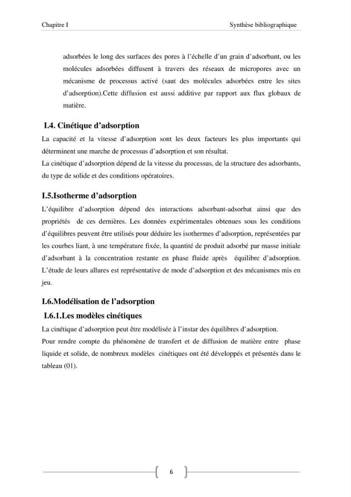 Modélisation des cinétique et des isothermes d\'adsorption de l\'orange II sur des composites à base de diatomite