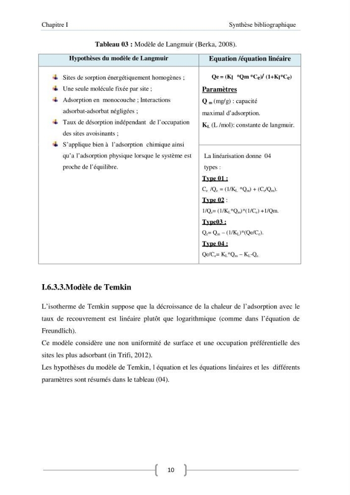 Modélisation des cinétique et des isothermes d\'adsorption de l\'orange II sur des composites à base de diatomite
