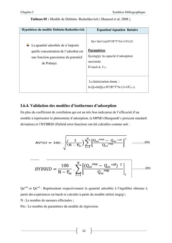 Modélisation des cinétique et des isothermes d\'adsorption de l\'orange II sur des composites à base de diatomite