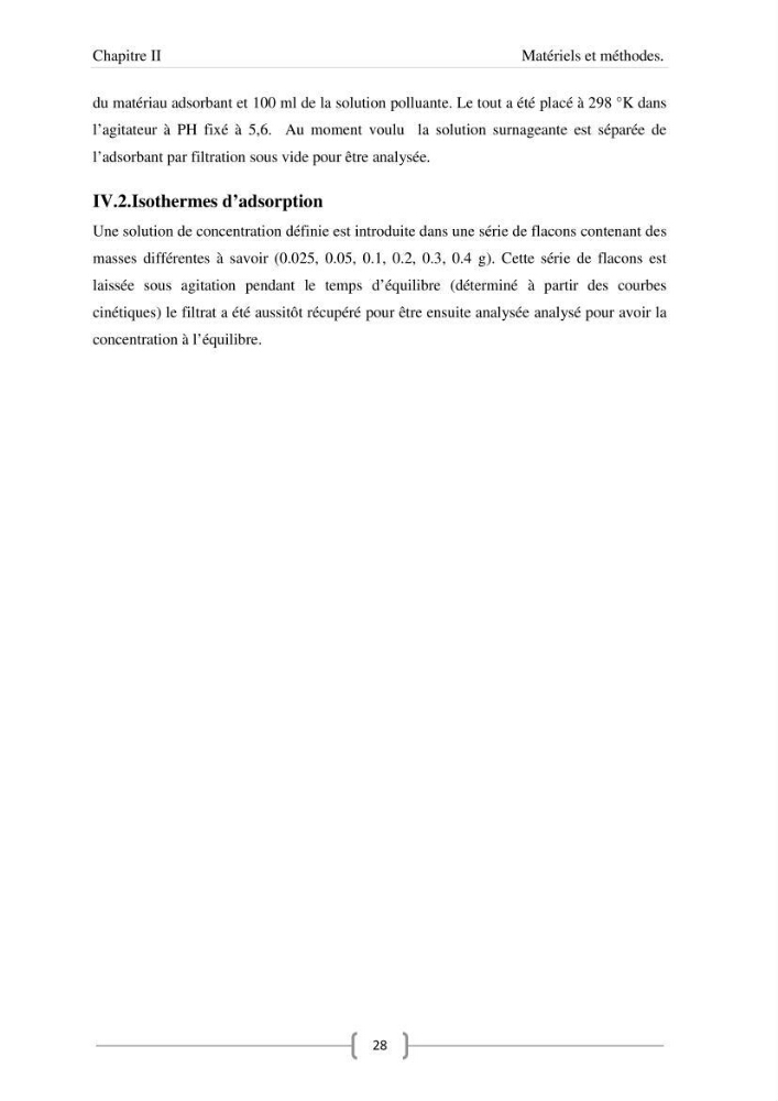 Modélisation des cinétique et des isothermes d\'adsorption de l\'orange II sur des composites à base de diatomite