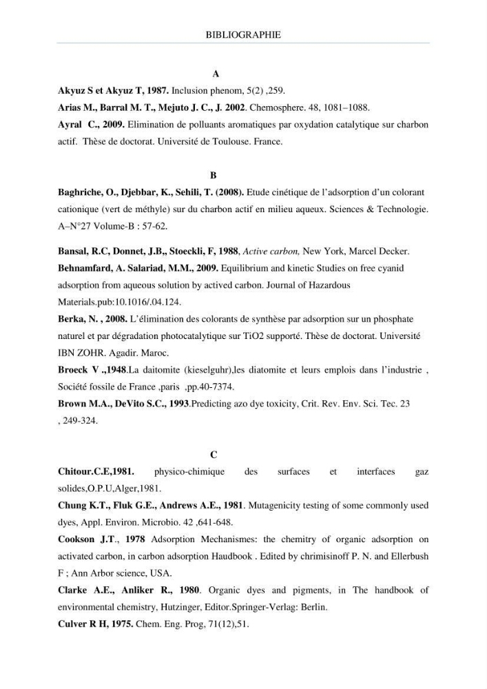 Modélisation des cinétique et des isothermes d\'adsorption de l\'orange II sur des composites à base de diatomite