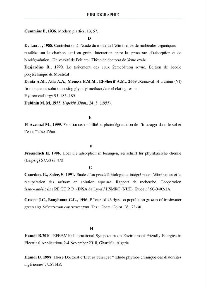 Modélisation des cinétique et des isothermes d\'adsorption de l\'orange II sur des composites à base de diatomite