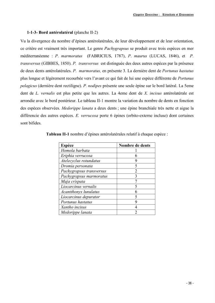 Contribution à l\'étude des crustacés brachyoures dans la région d\'Alger