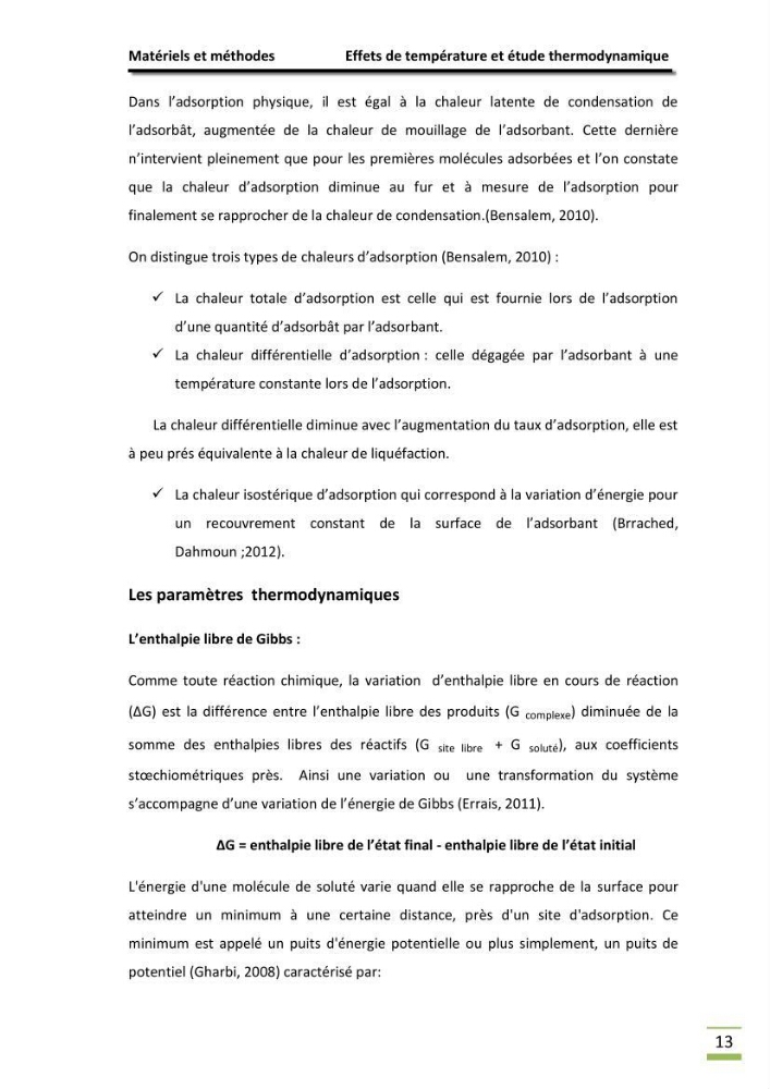 Etude de la thermodynamiaque de la rétention du cadium en milieu aqueux sur une argile brute Algérienne