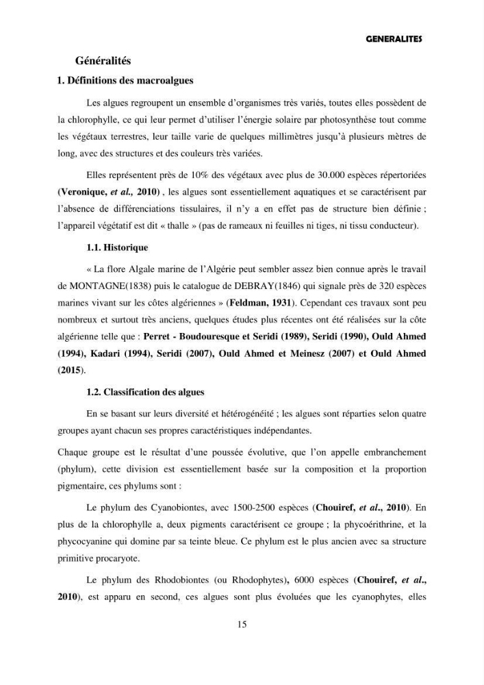 Composition biochimique de quelques espèces d\'algues marines aux possibilités alimentaires: