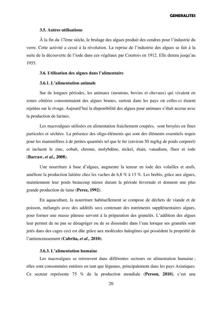 Composition biochimique de quelques espèces d\'algues marines aux possibilités alimentaires:
