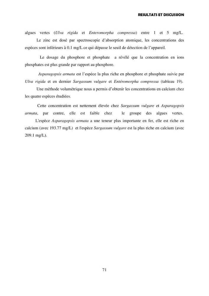 Composition biochimique de quelques espèces d\'algues marines aux possibilités alimentaires: