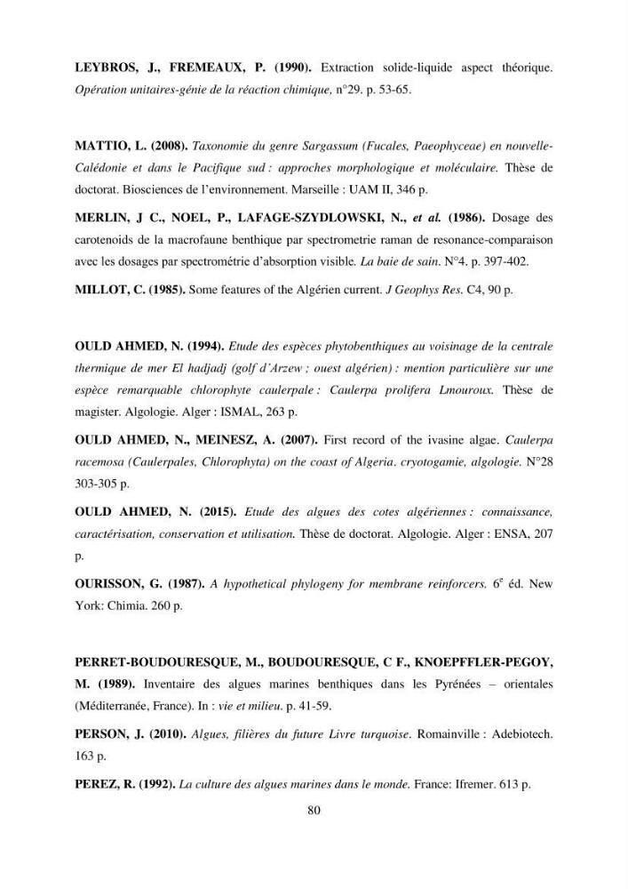 Composition biochimique de quelques espèces d\'algues marines aux possibilités alimentaires: