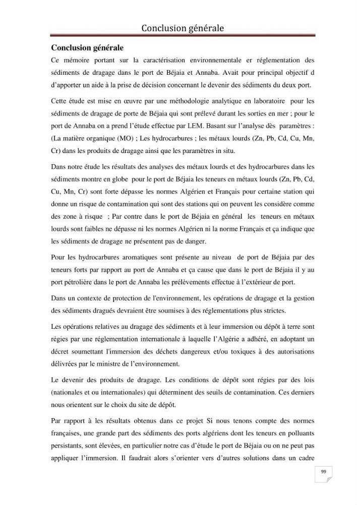 Caractérisation environnementale, réglementation et comportement des sédiments de dragage