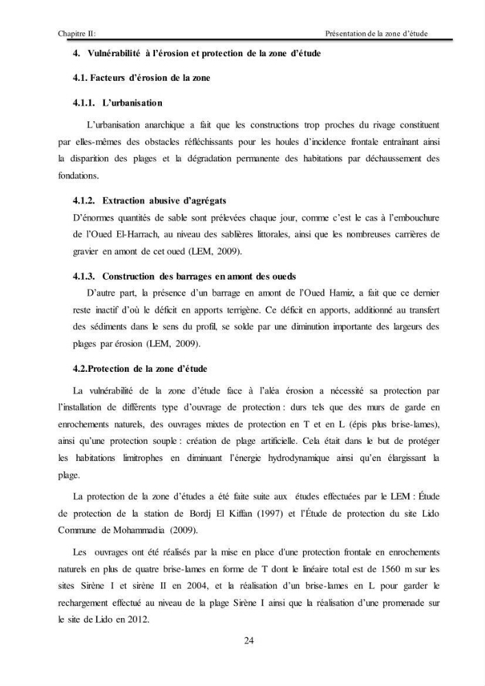 Impacts de l\'implantation des ouvrages de protection sur frange côtière de Bordj El Kiiffan