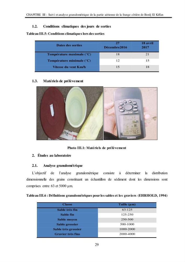 Impacts de l\'implantation des ouvrages de protection sur frange côtière de Bordj El Kiiffan