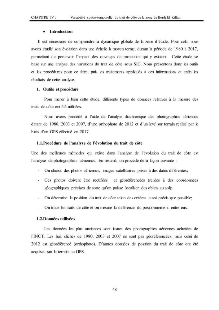 Impacts de l\'implantation des ouvrages de protection sur frange côtière de Bordj El Kiiffan