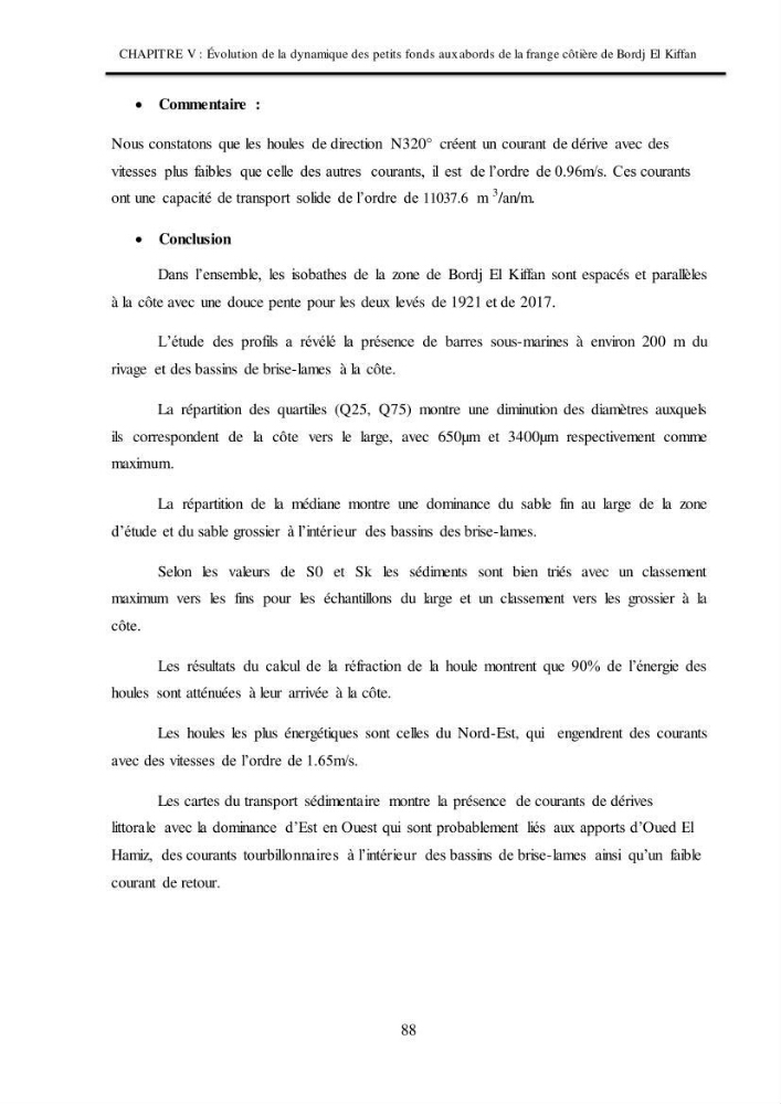 Impacts de l\'implantation des ouvrages de protection sur frange côtière de Bordj El Kiiffan