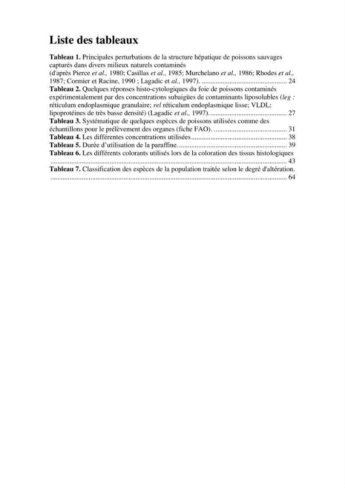 Mise en place d\'indicateurs écotoxicologiques pour la surveillance et l\'évaluation de la pollution marine (indice hépatique et gonadique des poissons)