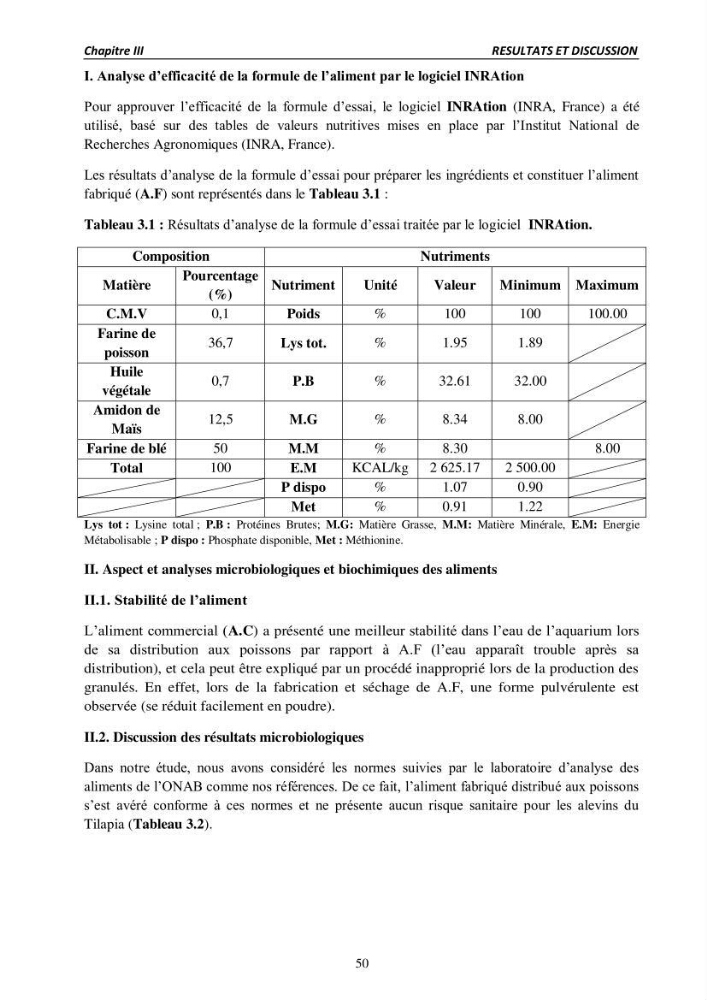Alimentation des poissons Tilapia au stade juvénile à base d’un aliment fabriqué avec des ressources locales