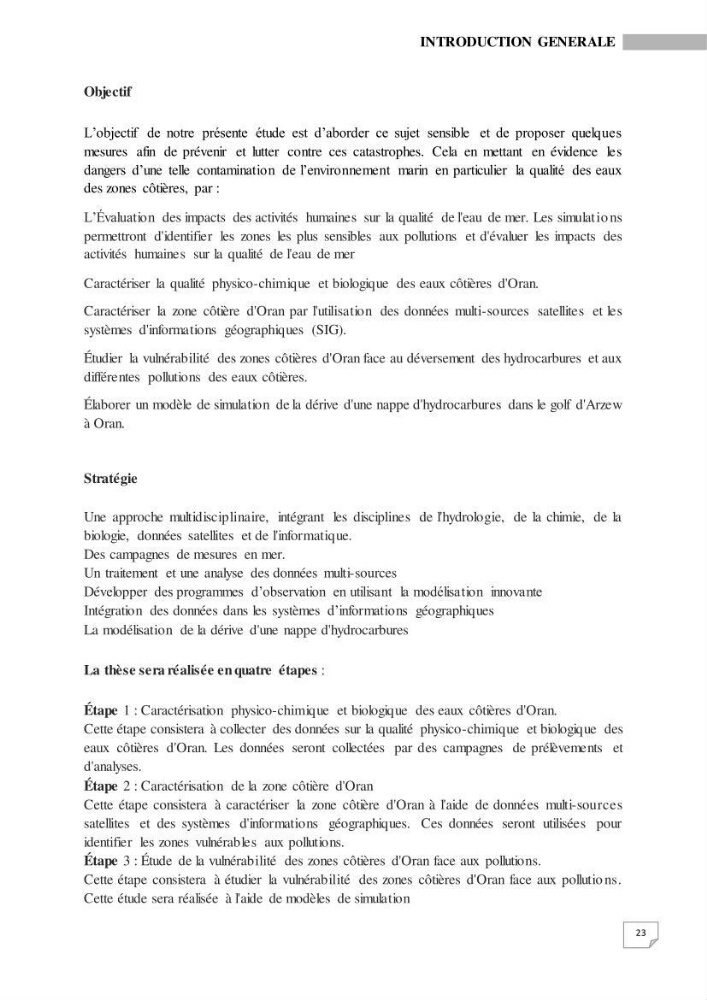 Simulation de la qualité de l’eau de la zone côtière oranaise par modélisation numérique et combinaison de données multi-sources satellitales