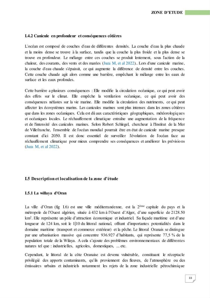 Simulation de la qualité de l’eau de la zone côtière oranaise par modélisation numérique et combinaison de données multi-sources satellitales