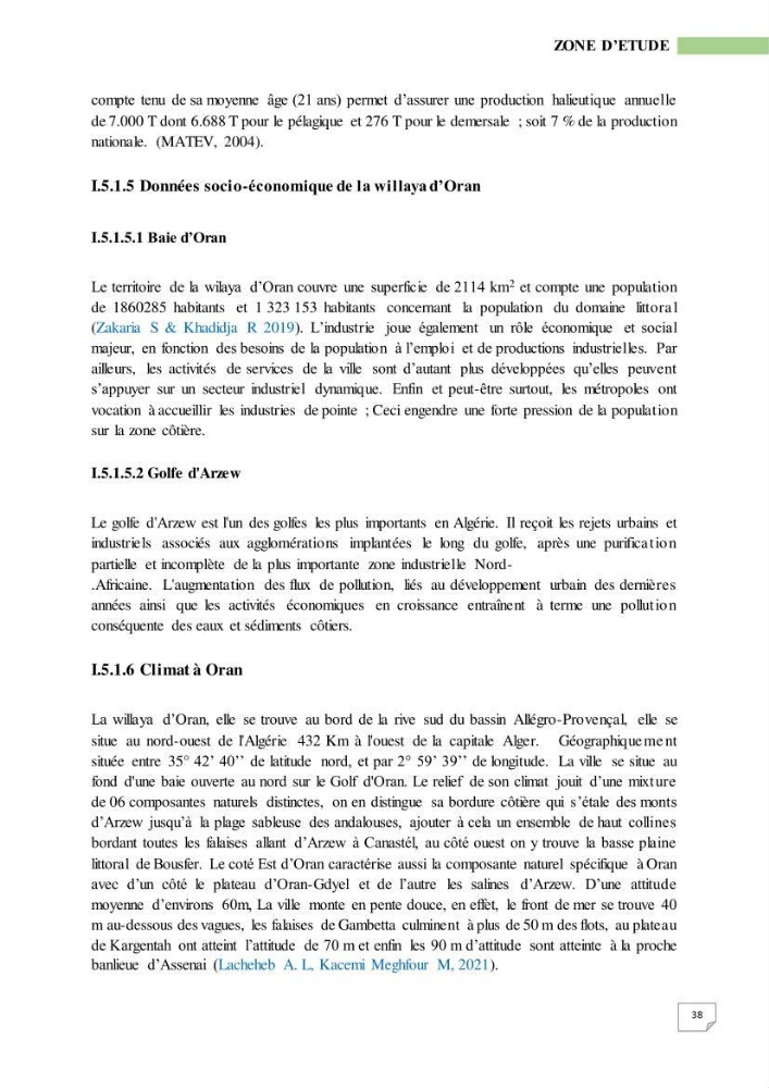 Simulation de la qualité de l’eau de la zone côtière oranaise par modélisation numérique et combinaison de données multi-sources satellitales