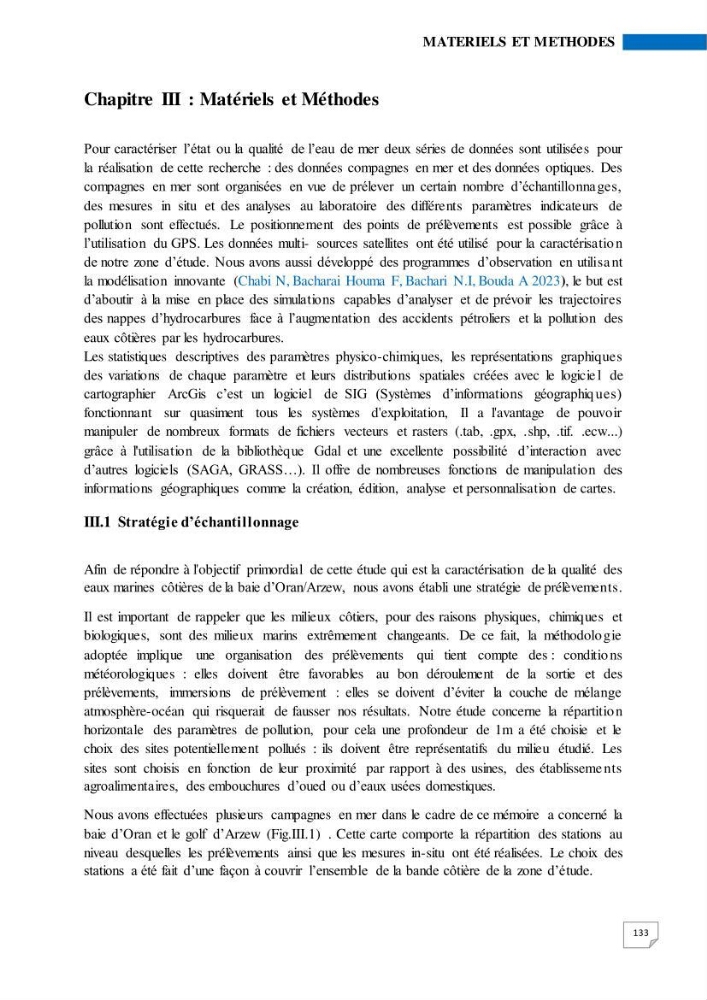 Simulation de la qualité de l’eau de la zone côtière oranaise par modélisation numérique et combinaison de données multi-sources satellitales