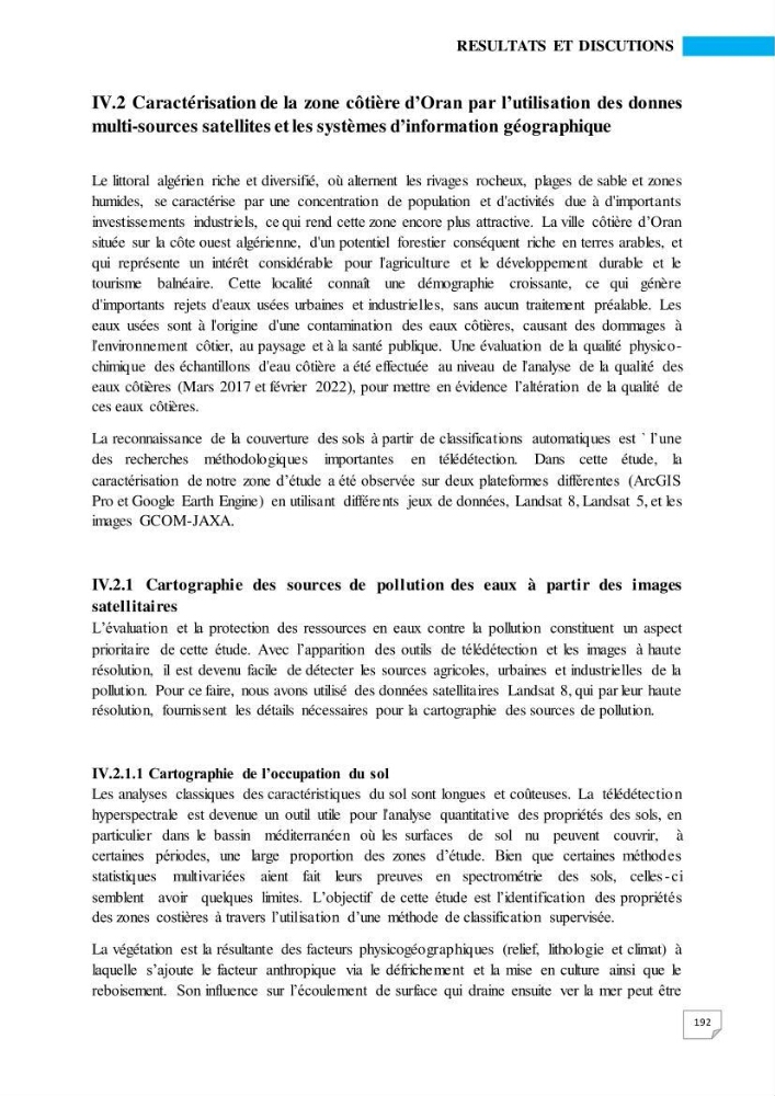 Simulation de la qualité de l’eau de la zone côtière oranaise par modélisation numérique et combinaison de données multi-sources satellitales