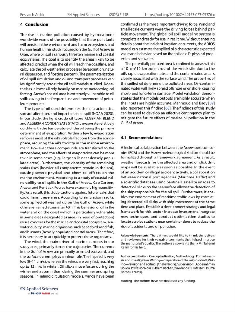Simulation de la qualité de l’eau de la zone côtière oranaise par modélisation numérique et combinaison de données multi-sources satellitales