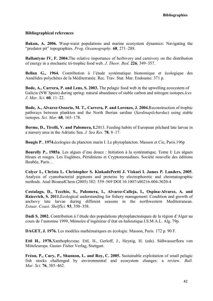 Contribution à l\'étude de la relation proies-prédateurs au sein des écosystèmes pélagiques de la côte Algérienne: