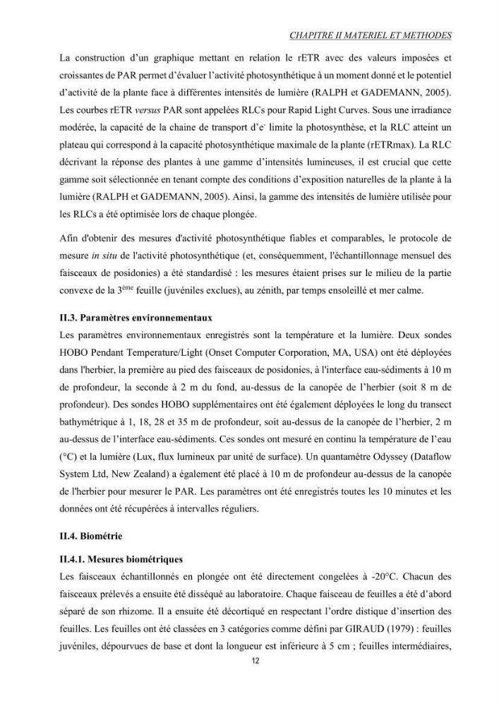 Etude échophysiologique de Posidonia oceanica (L.) Delile
